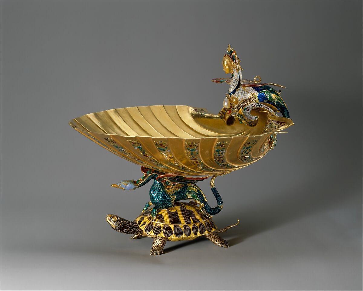 Cup, Gold, partly enameled; pearls, Italian