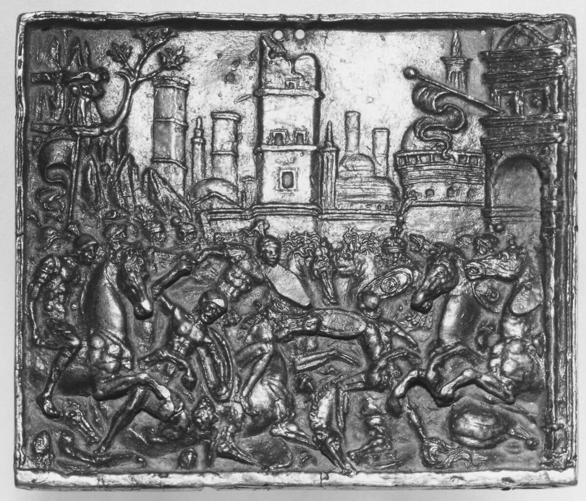 Combat at a City Gate, Andrea Briosco, called Riccio  Italian, Bronze, Italian, Padua