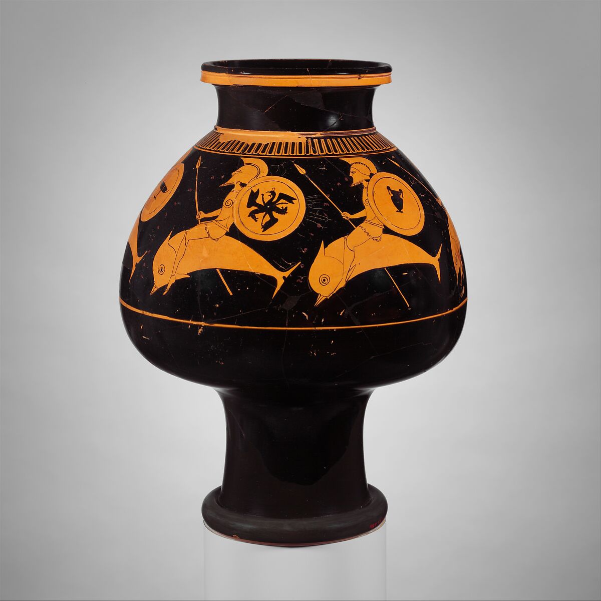 Terracotta psykter (vase for cooling wine), Oltos, Terracotta, Greek, Attic