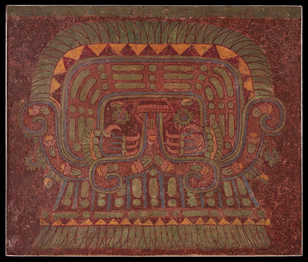 Wall Painting, Earthen aggregate, lime plaster, pigments, Teotihuacan