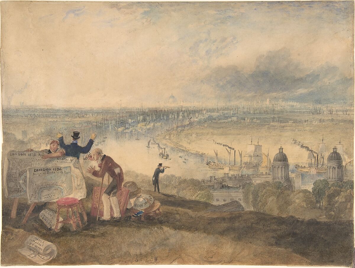 View of London from Greenwich, Joseph Mallord William Turner  British, Watercolor and ink and traces of graphite