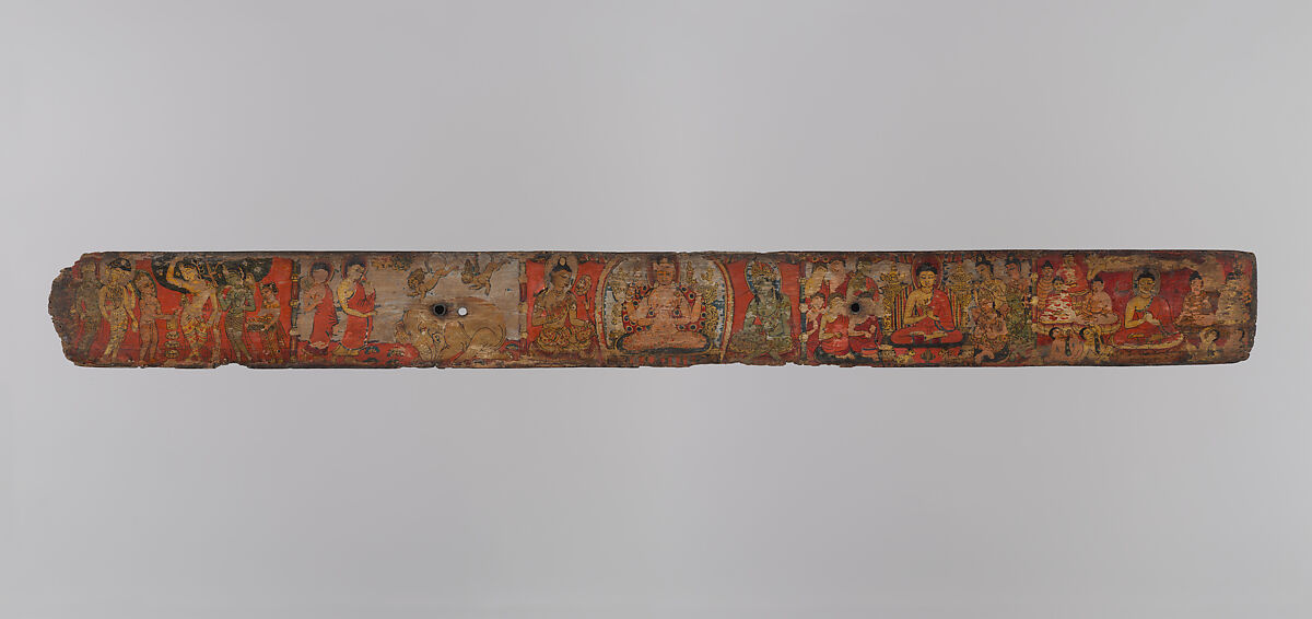 Cover for an Ashtasahasrika Prajnaparamita Sutra, Ink and color on wood, with metal insets, Nepal, Kathmandu Valley