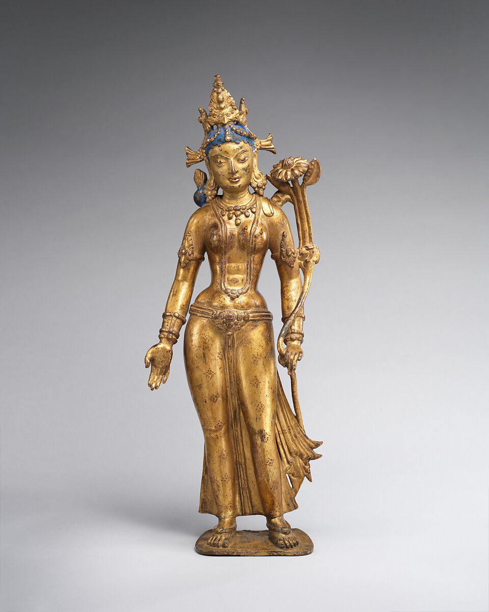 Tara, the Buddhist Savior, Gilt-copper alloy with color and gold paint, Nepal (Kathmandu Valley)