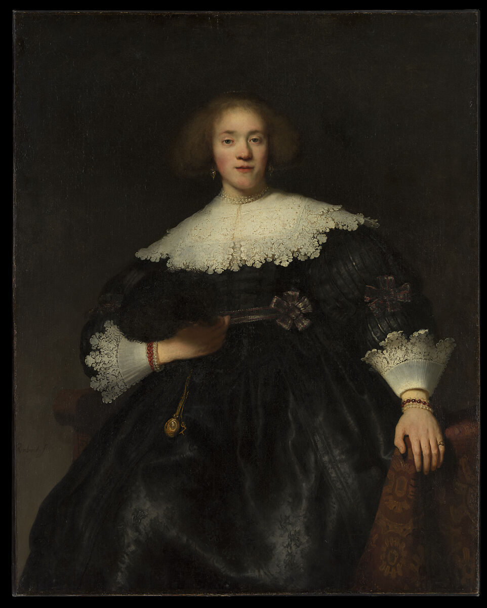Portrait of a Young Woman with a Fan, Rembrandt (Rembrandt van Rijn)  Dutch, Oil on canvas
