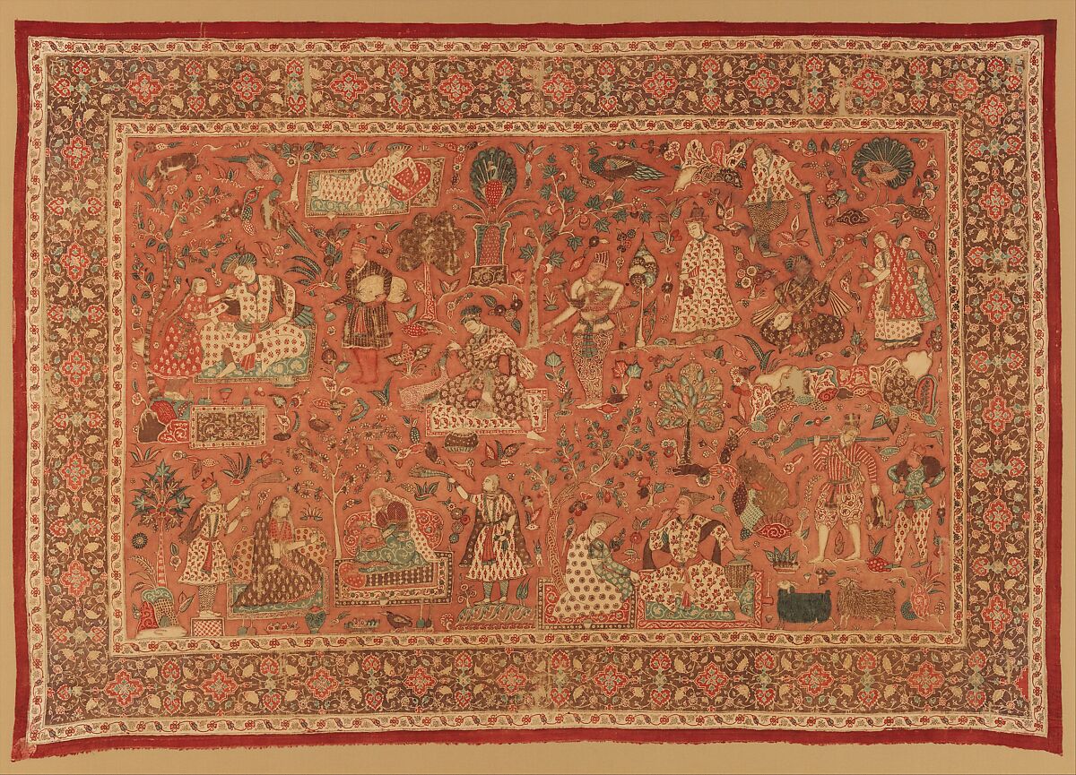 Kalamkari Rumal (Cover), Cotton; plain weave, mordant painted and dyed, resist dyed