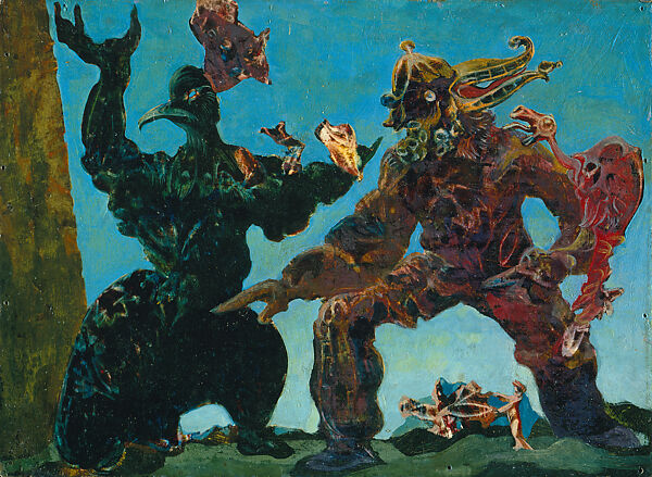 The Barbarians, Max Ernst  French, born Germany, Oil on cardboard
