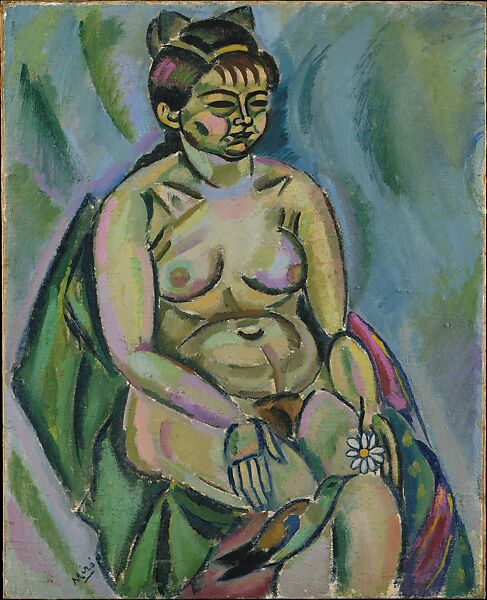 Seated Nude Holding a Flower, Joan Miró  Spanish, Oil on canvas