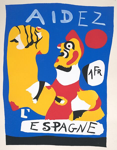 Aidez l'Espagne (Help Spain), Joan Miró  Spanish, Color pochoir with text printed in relief on paper