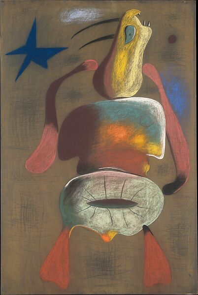 Woman, Joan Miró  Spanish, Pastel on flocked paper