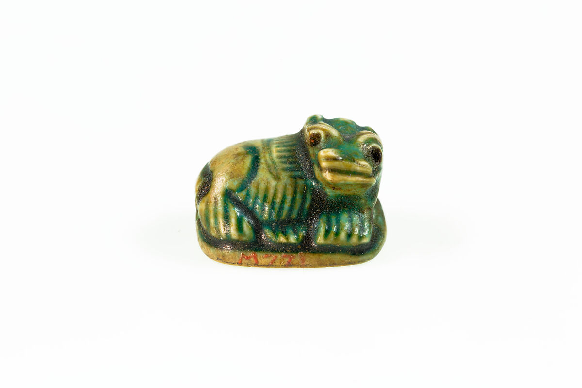 Seal Amulet in the Shape of a Hippopotamus, Glazed steatite