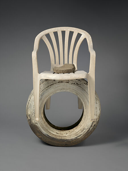 Untitled, Emmer Sewell  American, Vulcanized rubber, polypropylene (PP), polystyrene (PS) and concrete and soil