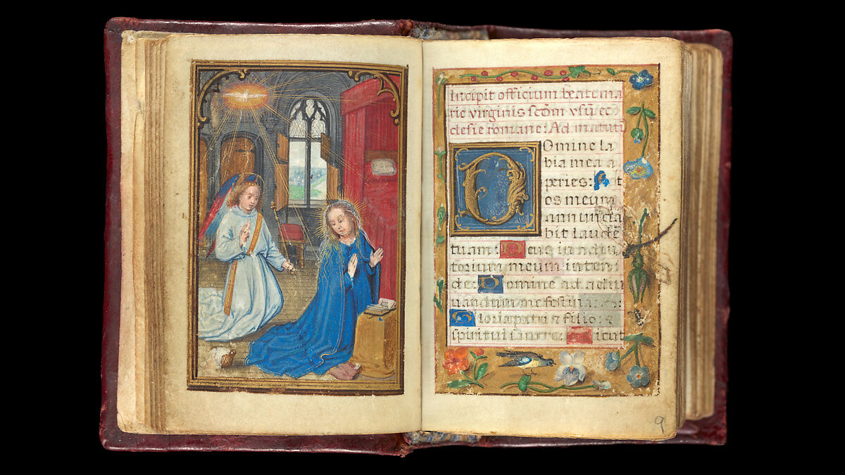 Book of Hours, Simon Bening  Netherlandish, Tempera, gold, and ink on parchment; modern red leather binding, Netherlandish