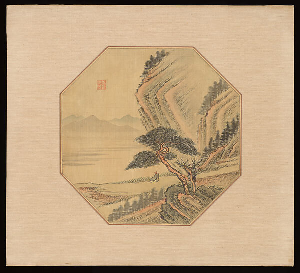 Landscape, Unidentified artist , Korean, Octagonal paintings in frame; ink and color on, Korea