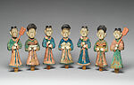 Female figures for a funerary bier, Polychrome painted wood, Korea