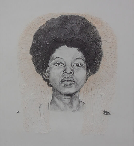 Assata Shakur As Ahmes Nefertari, Oasa DuVerney  American, Graphite, gold dust and cuts on paper