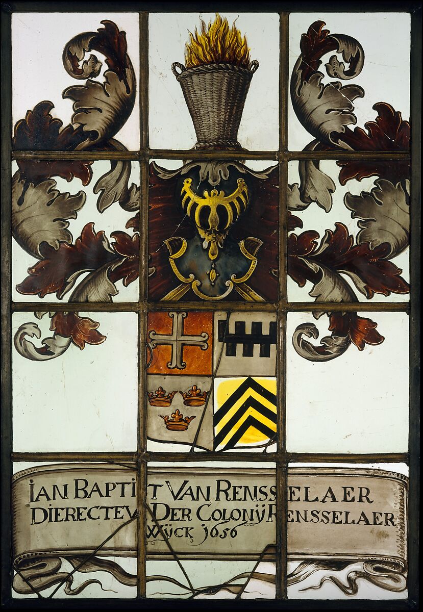 Stained-glass window, Evert Duyckinck  American, born Netherlands, Painted leaded glass, American